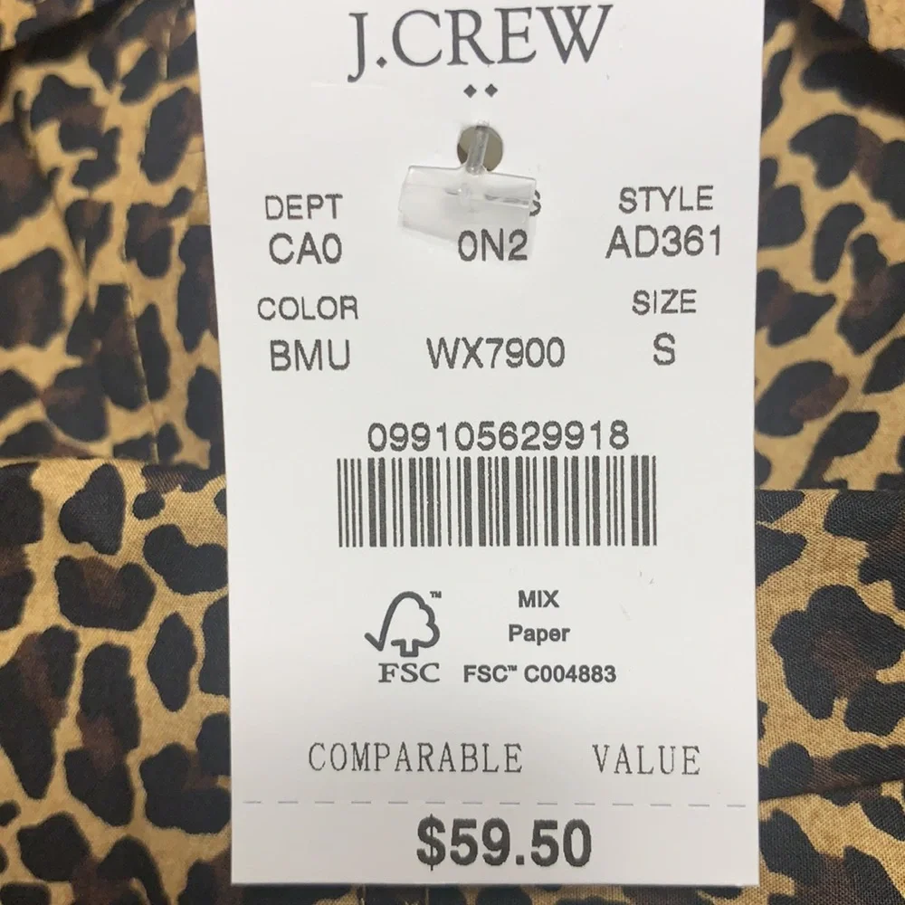 NWT J Crew leopard print long sleeve blouse S